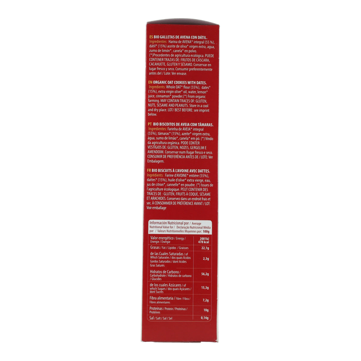 Bolachas de aveia integral adoçadas com tâmaras Sol Natural 170g
