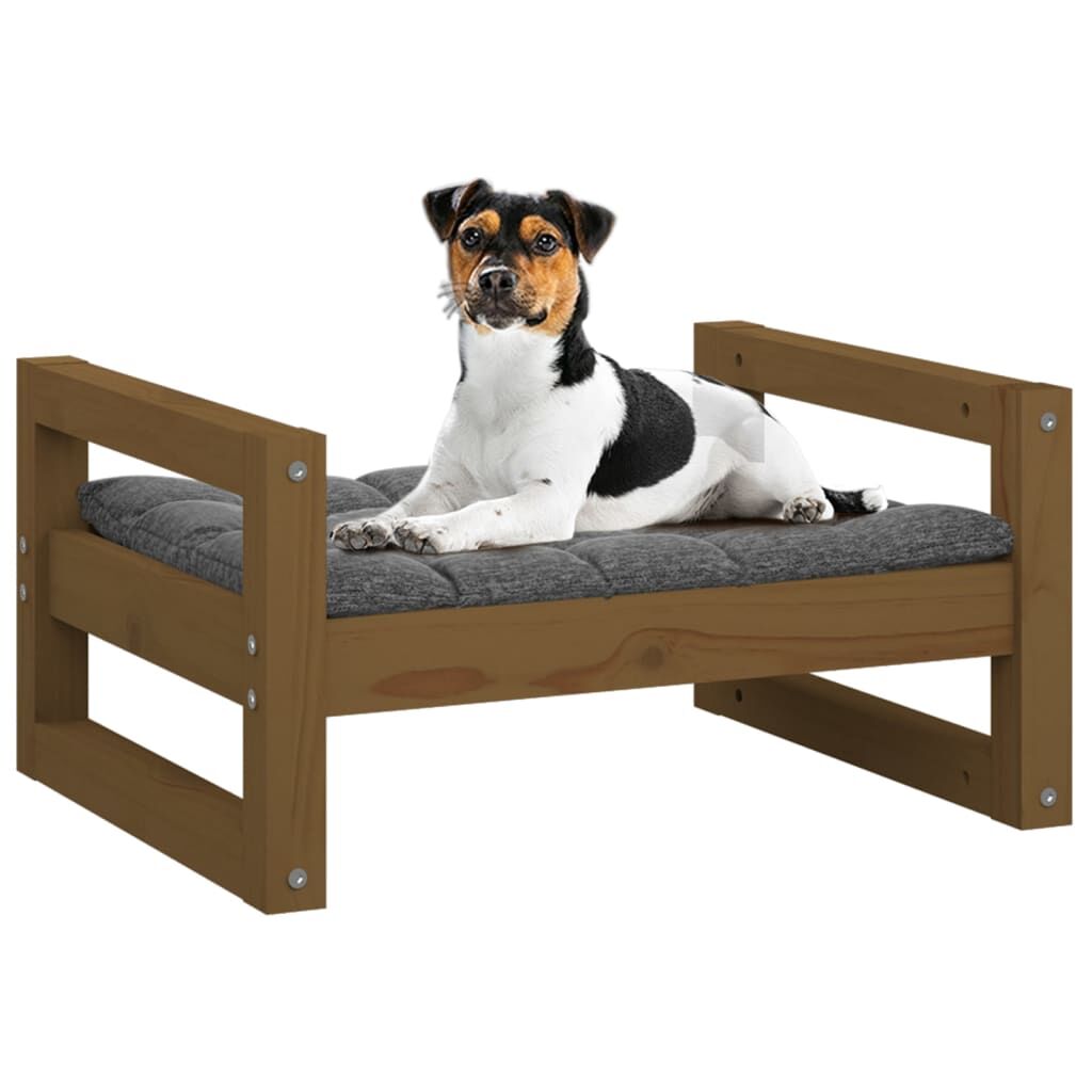 Vidaxl Cama Para Perros Madera Maciza Pino Marrón Miel 55,5x45,5x28 Cm_3