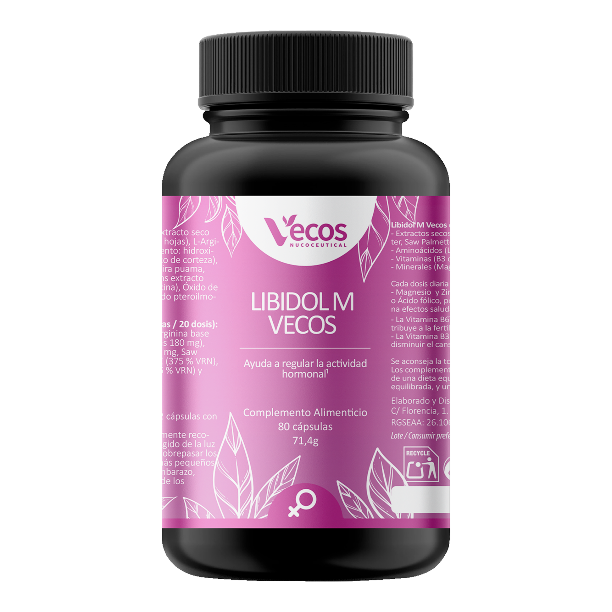 Libidol M VECOS (80 cápsulas) | Vitalidad femenina, equilibrio hormonal y fertilidad | Zinc, Maca, Vit B6 y L-Arginina_0