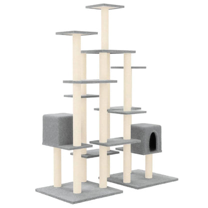 Vidaxl Rascador Para Gatos Con Postes De Sisal Gris Claro 145 Cm_4