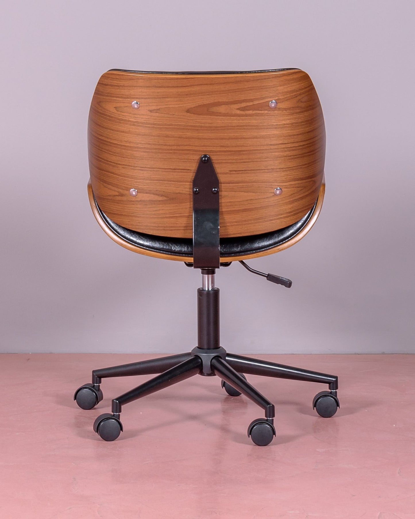 Silla De Oficina Retro En Madera De Nogal Y Polipiel - Nordic_4