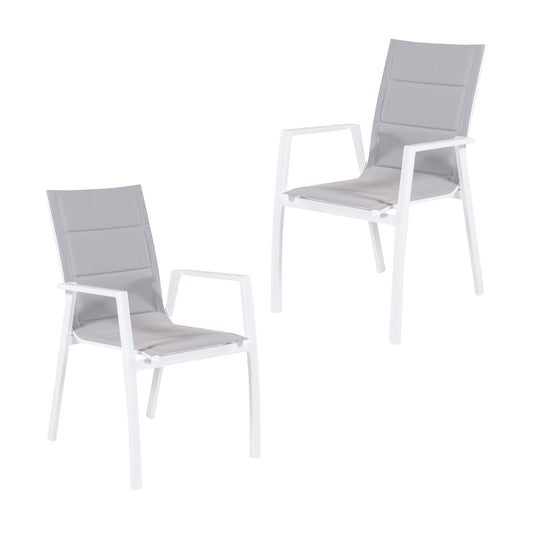 Pack 2 Sillones Para Terraza, Acolchados Y Apilables, Aluminio Y Textilene, Color Blanco, 57x69x94 Cm_0