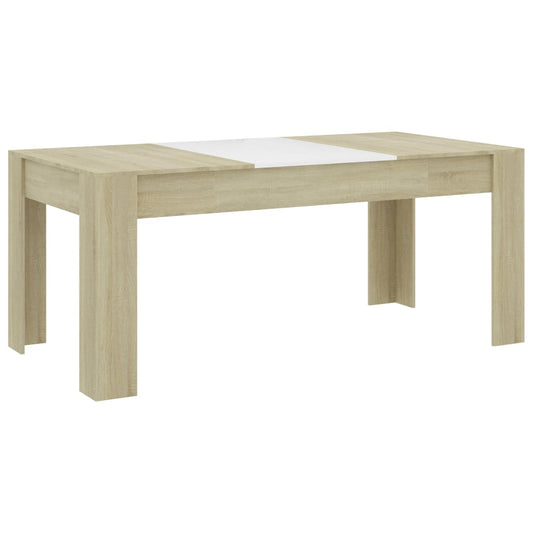 Mesa De Comedor Madera Contrachapada Blanco Roble 180x90x76 Cm_0