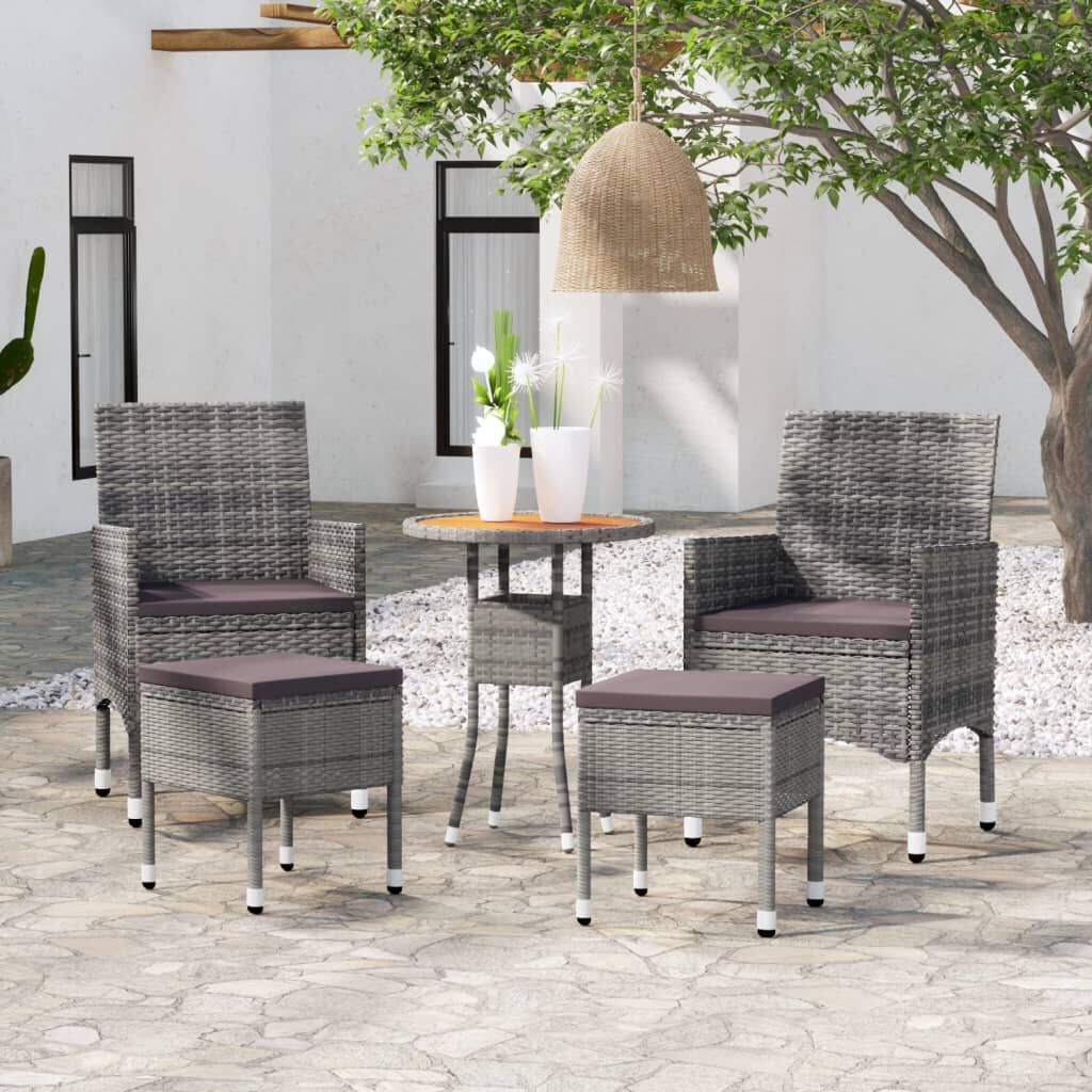 Vidaxl Juego De Muebles De Jardín De 5 Piezas Ratán Sintético Gris_1