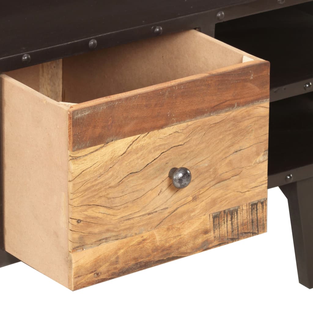 Mesa De Centro De Madera Maciza Reciclada 100x50x45 Cm_3