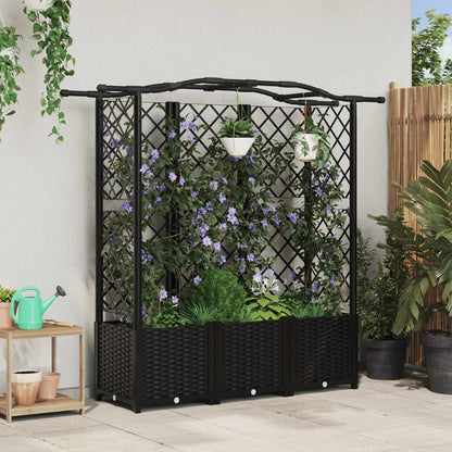 Cama Elevada Con Trellis Y Techo Negro 163 X 40 X 138 Cm Pp_1