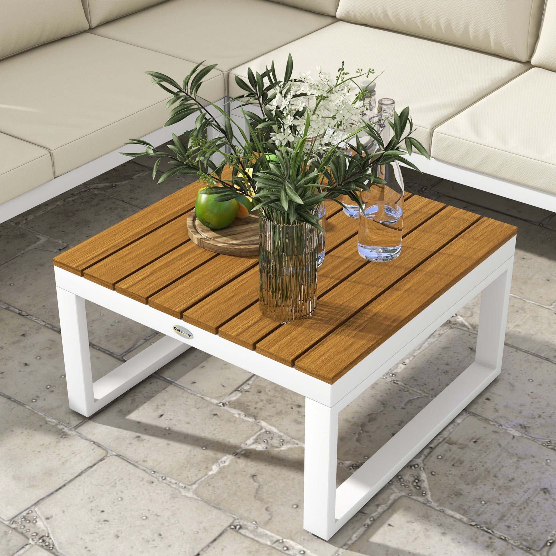 Outsunny Conjunto De Muebles De Jardín 4 Piezas Incluye 3 Sofás Crema_3