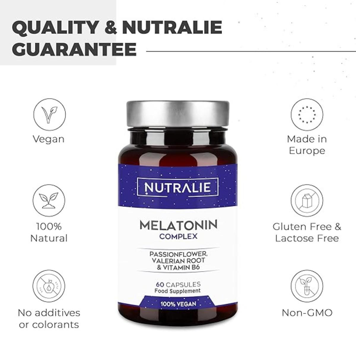 Melatonina com Maracujá + Raiz de Valeriana + B6 Nutralie 60 cápsulas