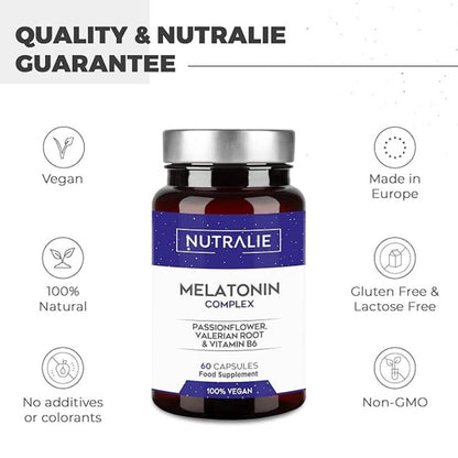 Melatonina com Maracujá + Raiz de Valeriana + B6 Nutralie 60 cápsulas