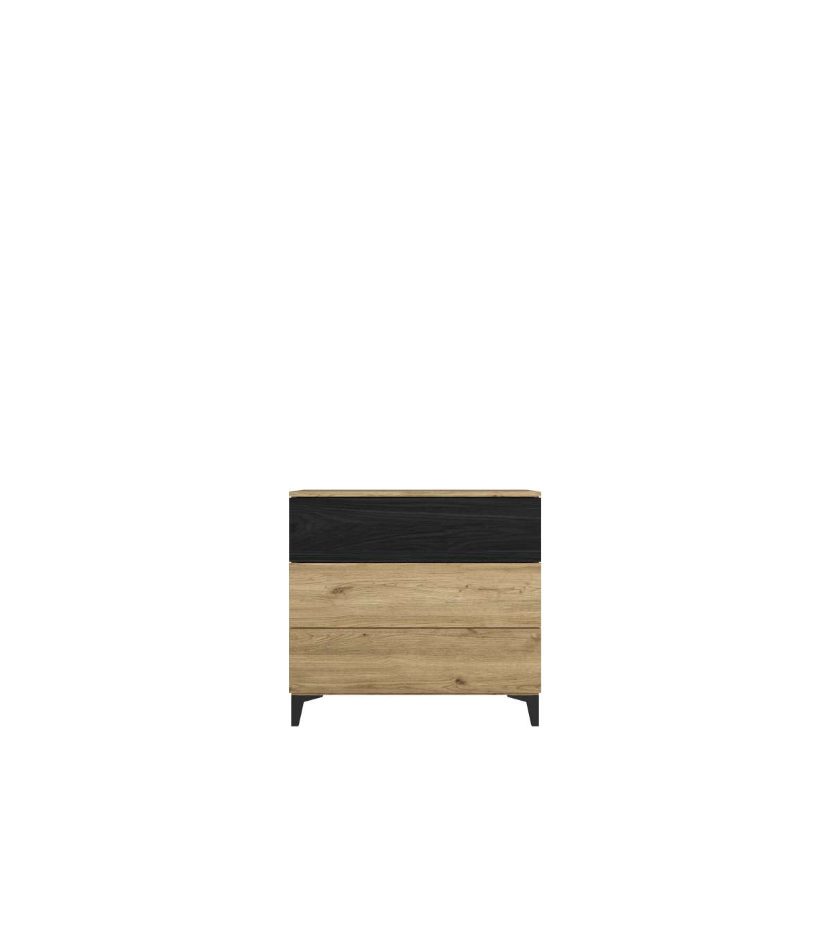 Cómoda Para Dormitorio Modelo Kroos 3 Cajones Acabado Natural/bocamina, 80cm(ancho) 74cm(_0
