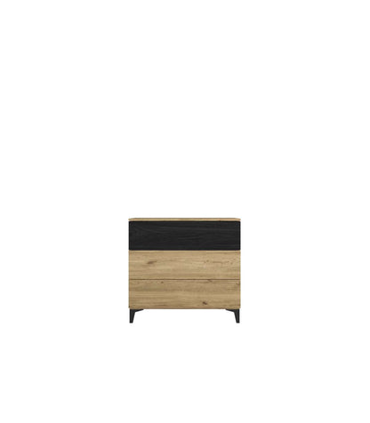 Cómoda Para Dormitorio Modelo Kroos 3 Cajones Acabado Natural/bocamina, 80cm(ancho) 74cm(_0