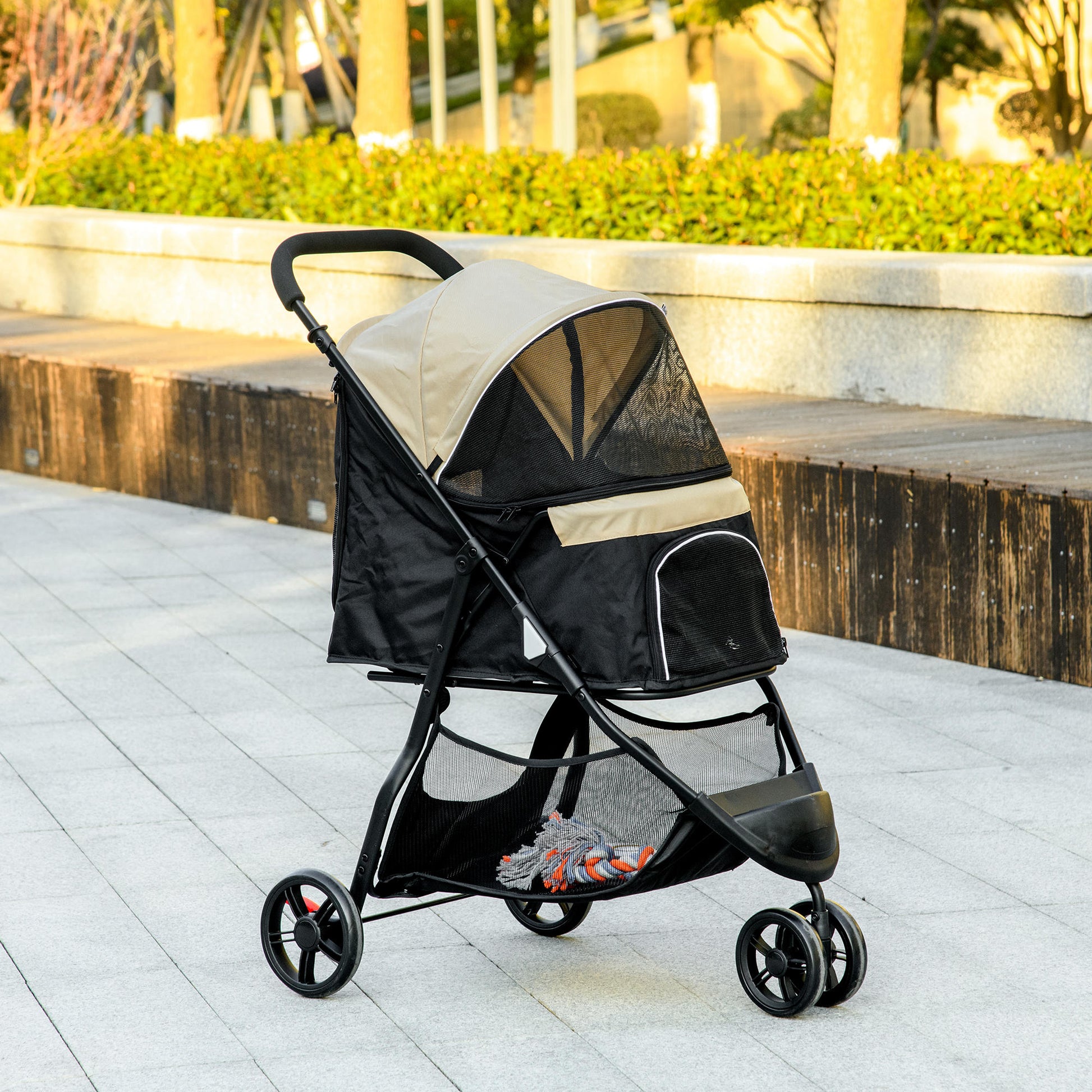 Pawhut Carrito Para Perros Plegable Con Cesta De Almacenaje 80,5x51,5x100 Cm_1