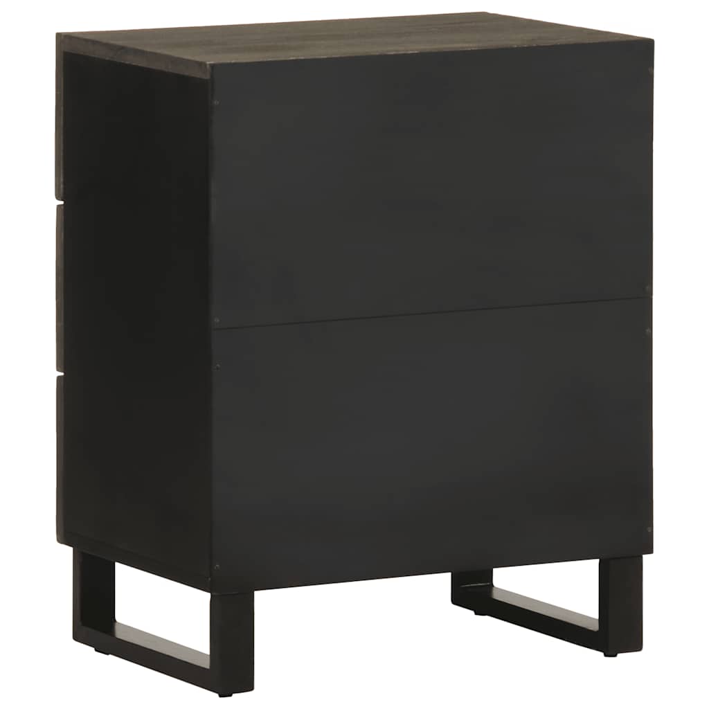 Mesilla De Noche Negra 50x33x62 Cm Madera Maciza Mango_3