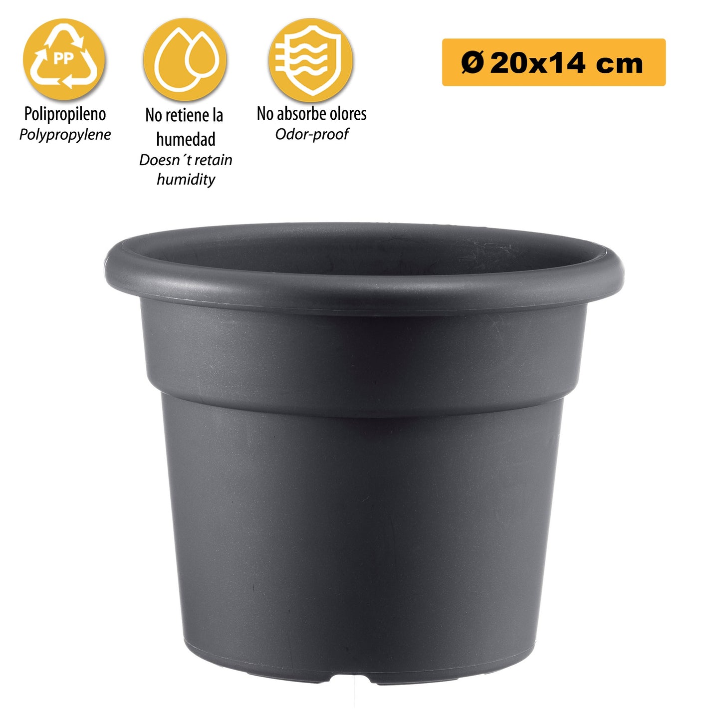 Maceta Cilíndrica Ø 20 Cm Antracita