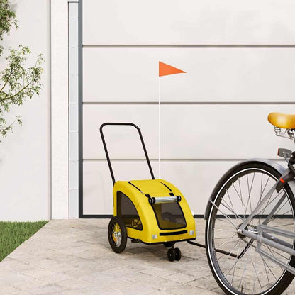 Vidaxl Remolque De Bicicleta Mascotas Hierro Tela Oxford Amarillo_1
