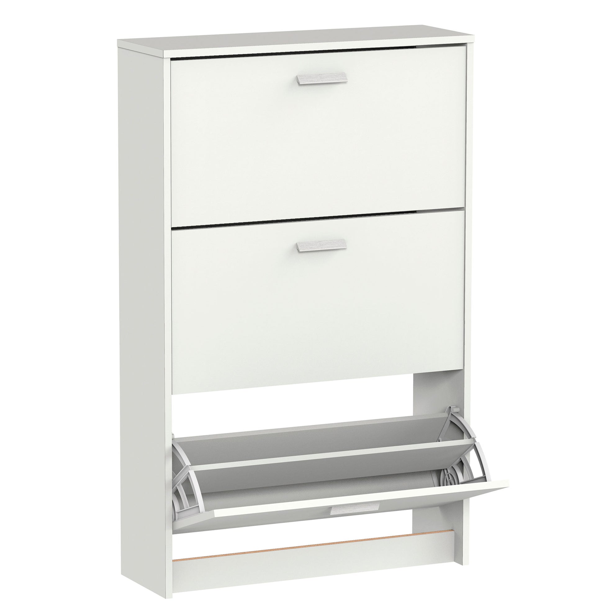 Zapatero Entrada Recibidor, Mueble Auxiliar Estrecho Zapatos, 3 Puertas, Madera 119,5x74x25 Cm, Briebe, Nova, Blanco_3