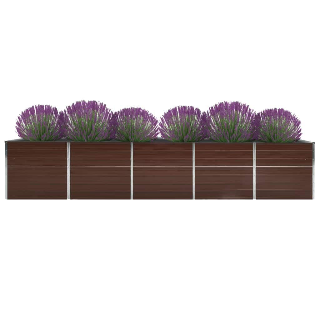 Arriate De Jardín De Acero Galvanizado Marrón 400x80x77 Cm_0