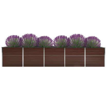 Arriate De Jardín De Acero Galvanizado Marrón 400x80x77 Cm_0