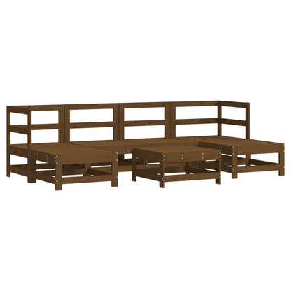 Vidaxl Juego De Muebles Jardín 7 Pzas Madera Maciza Pino Marrón Miel_0