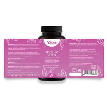 Vigor HM VECOS (80 cápsulas) | Energía y Vitalidad Sexual natural en Pareja | Zinc, Maca Andina y L-Arginina_1