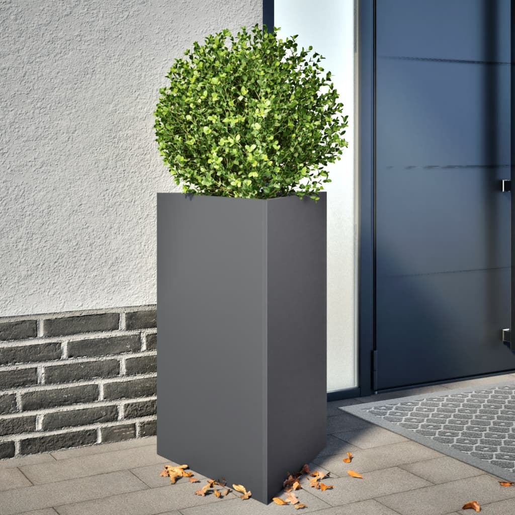 Jardinera Triangular Acero Gris Antracita 50x43x75 Cm_1