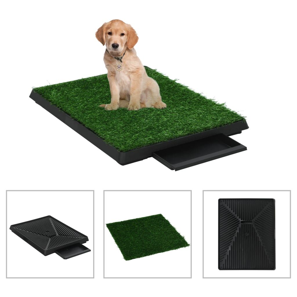 Vidaxl Inodoro Mascotas Con Bandeja Césped Artificial Verde 63x50x7 Cm_1