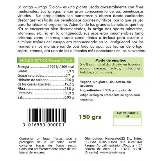 Pó de Urtiga Biológica 150g, Salud Viva