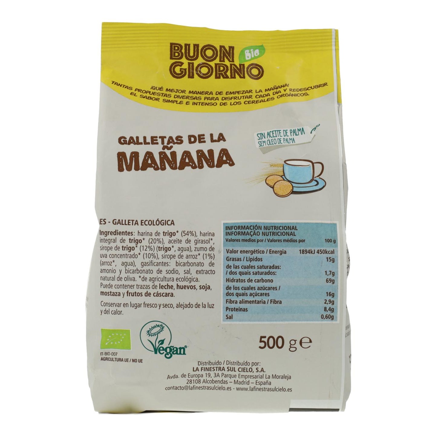 Bolachas da Manhã "Buon Giorno" Vegan La Finestra Sul Cielo 500 g