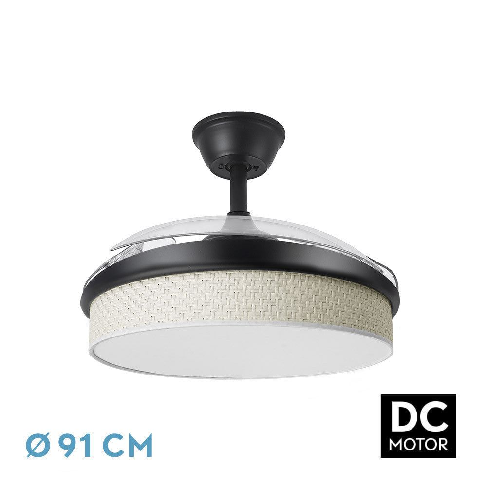 Ventilador Dc Moda 72w Negro/caã±izo Blanco 91d 3aspas 7200lm 3000-4000-6000k Remoto+ Memoria+ Temporizador_0