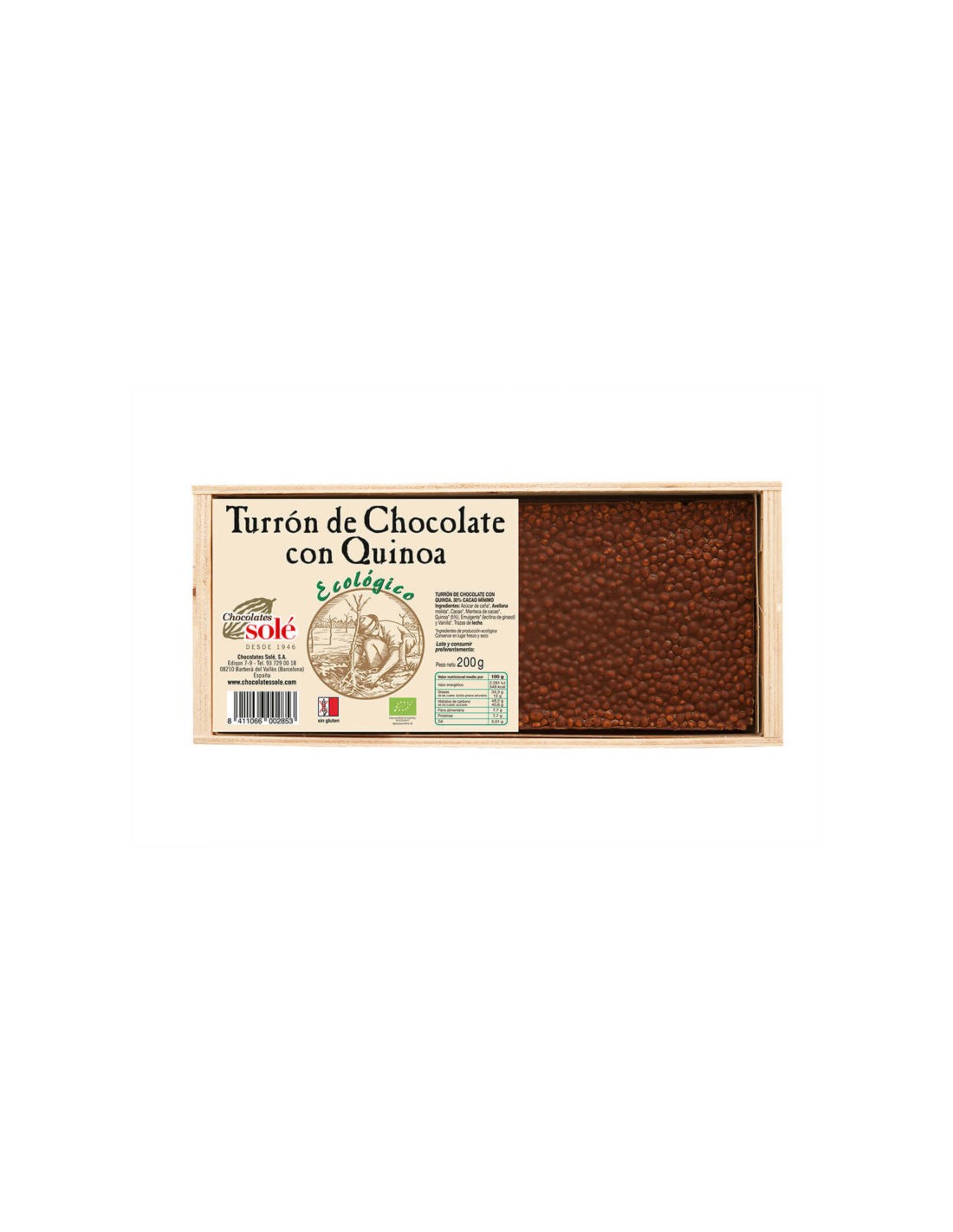 Turrón Chocolate Con Quinoa - Chocolates Solé_0