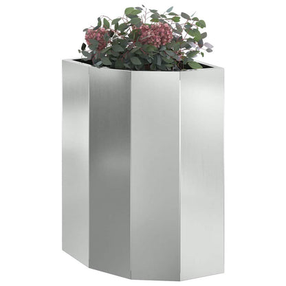 Macetero De Esquina Plateado 30 X 30 X 50 Cm Acero Galvanizado_2