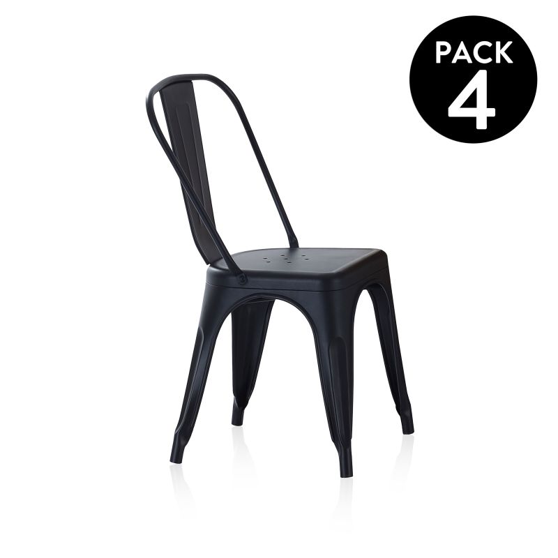 Pack 4 Sillas De Comedor Tolix Apilables, Chapa, Negro, 45 X 85 X 45_0