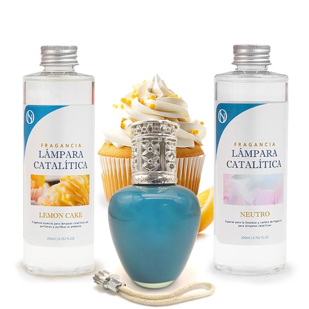 Pack Ahorro Lámpara Catalítica Aqua Marina + Fragancia Lemon Cake (500ml) + Limpiador Neutro (200ml) + Mecha De Repuesto_0