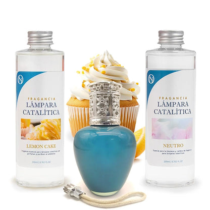 Pack Ahorro Lámpara Catalítica Aqua Marina + Fragancia Lemon Cake (500ml) + Limpiador Neutro (200ml) + Mecha De Repuesto_0