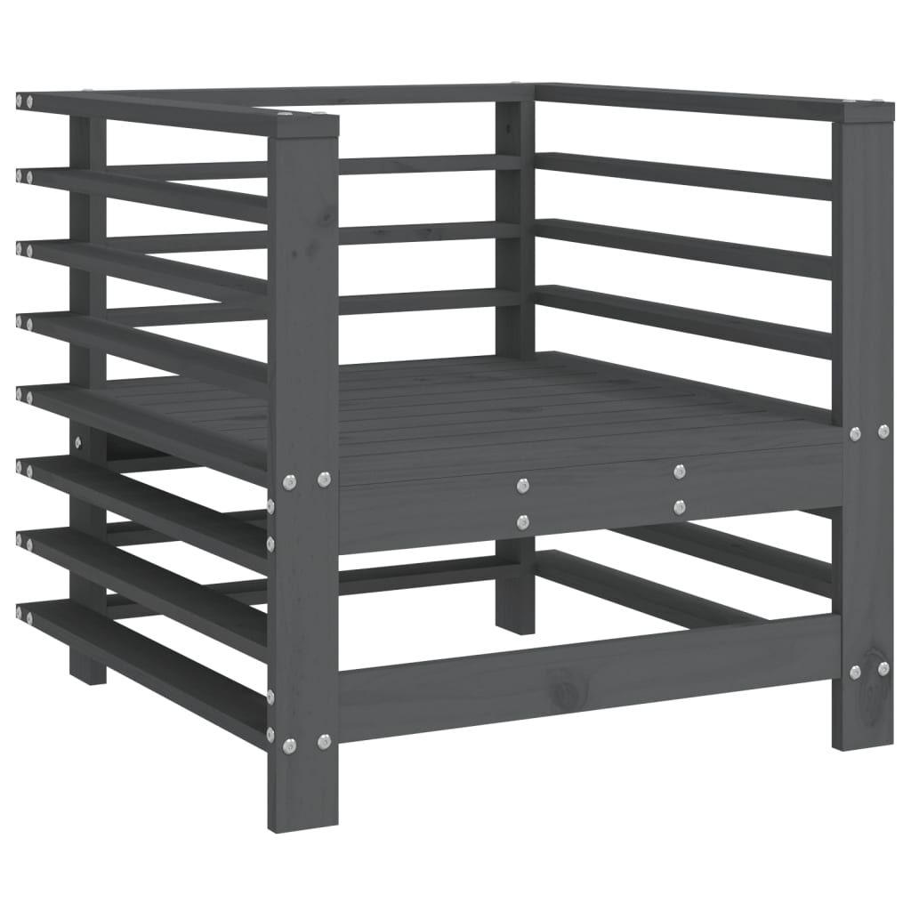 Vidaxl Juego De Muebles De Jardín 7 Piezas Madera Maciza De Pino Gris_4