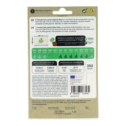 Sementes de tomate gigante rosa triangular da Planeta Huerto
