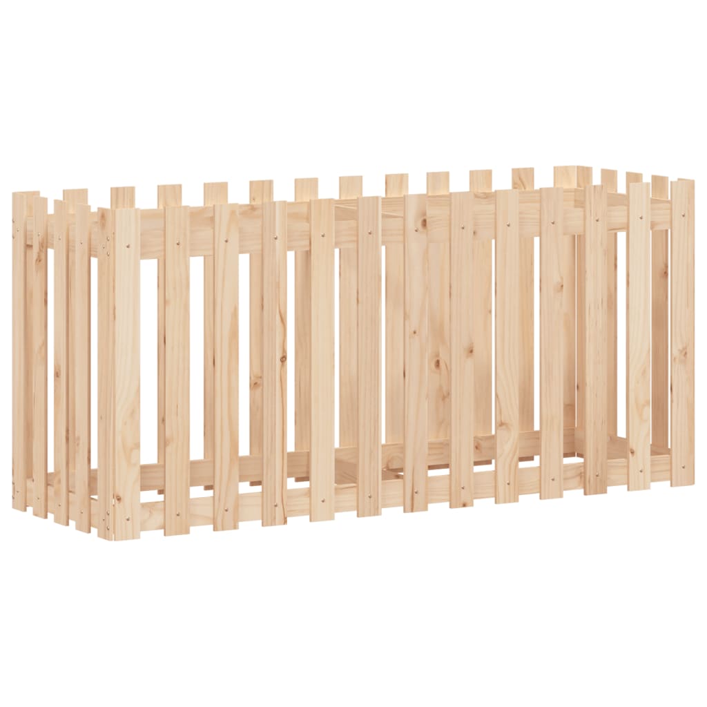 Arriate Elevado Jardín Con Valla Madera Maciza Pino 150x50x70cm_3