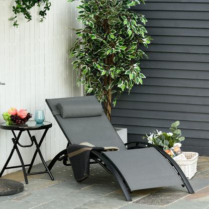 Outsunny Tumbona Reclinable Con Respaldo Ajustable Reposacabezas Extraíble_1