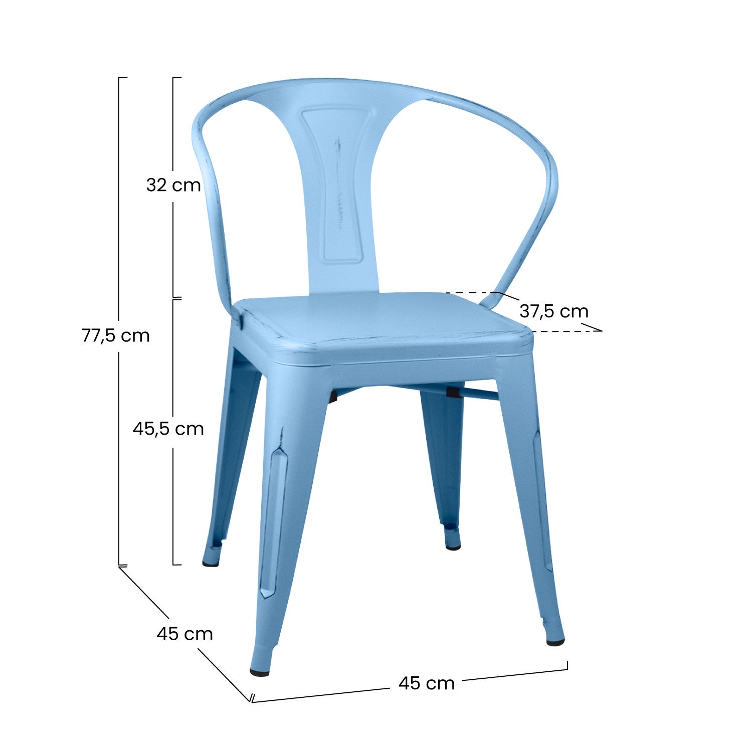 Pack 4 Sillas De Comedor Strong Vintage 53x45x80cm Thinia Home_3