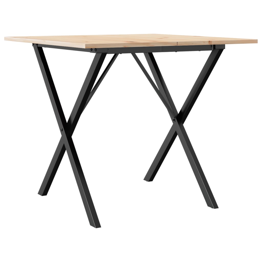 Mesa De Comedor Marco X Madera Maciza Pino Y Acero 90x90x75 Cm_4