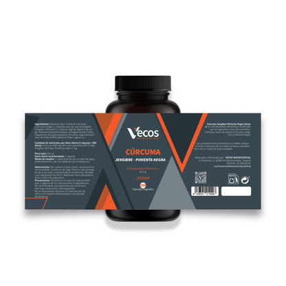 Cúrcuma 600 Mg + Jengibre Vecos 100 Cápsulas | Digestión, Articulaciones Y Absorción Mejorada | Con Piperina_4
