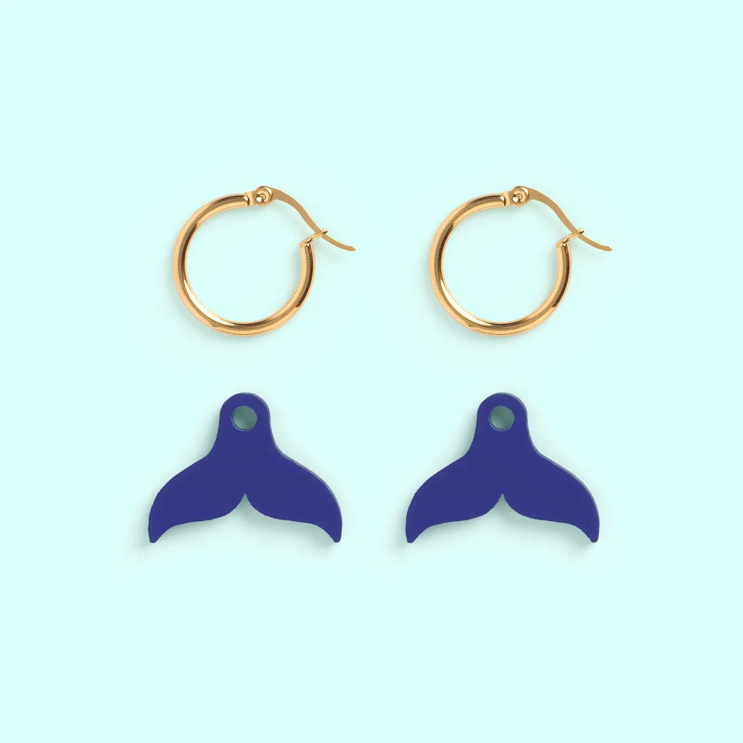 Pendientes Cola de Ballena - Aro de Acero Quirúrgico y Bañado en Oro de 18k - Nature Vibes_2