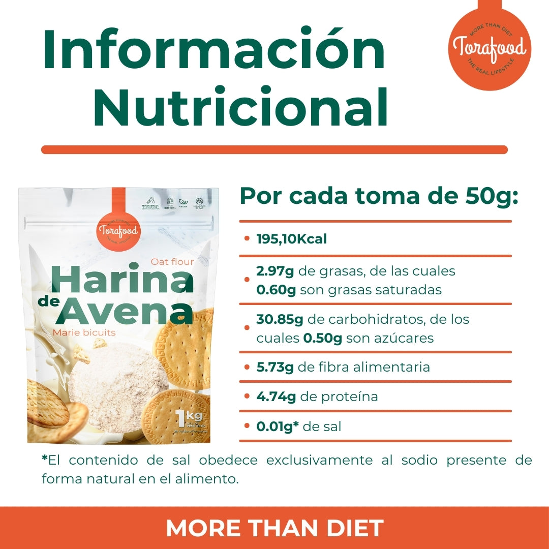 Harina De Avena Sabor Galleta Maria 1kg Torafood_4