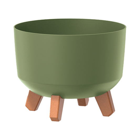 Macetero Color Verde Tierra,sin Depósito , Colección Gracia De 23,8cm X 23,8cm X 18,7cm Cm, Capacidad De 5,1 L.