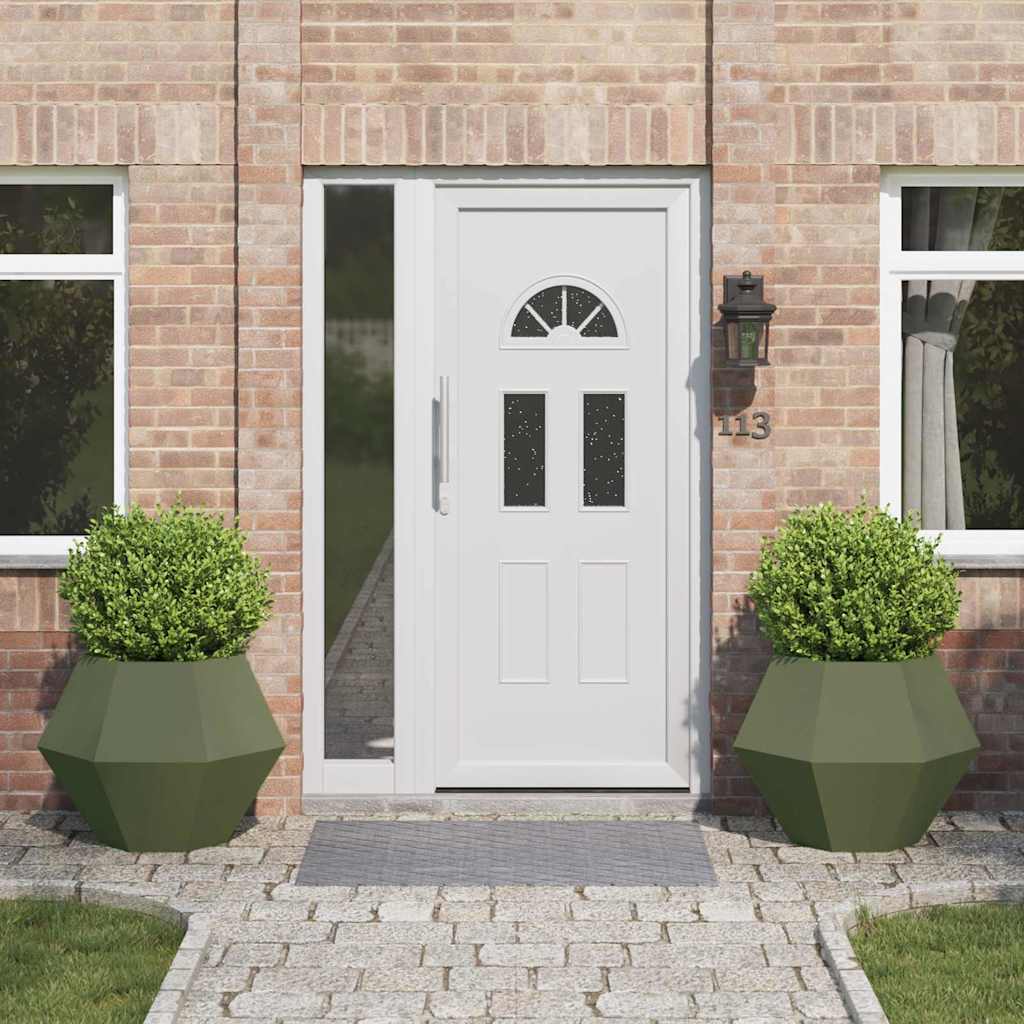 Jardinera 2 Pcs Verde Oliva 75 X 75 X 60 Cm Acero_1
