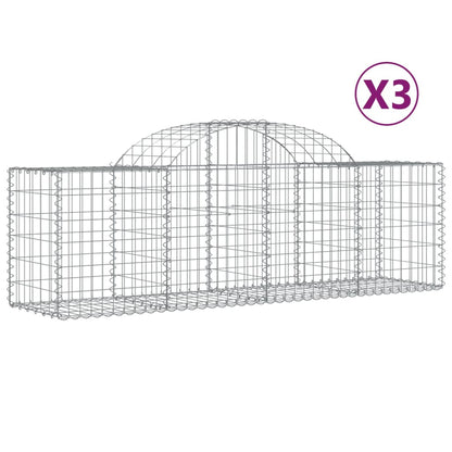 Cestas Gaviones 3 Uds Forma De Arco Hierro 200x50x60/80 Cm_0