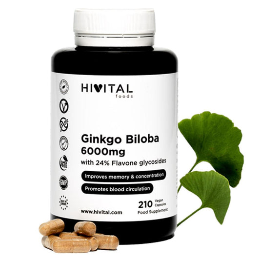 Ginkgo Biloba 6000 mg Hivital 210 cápsulas vegan
