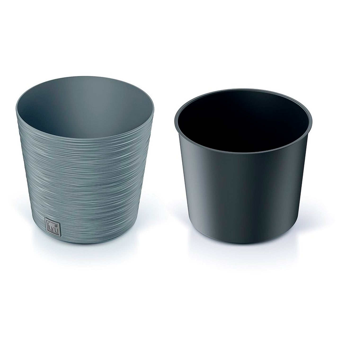 Macetero Color Cemento, Con Depósito, Colección Furu, De 25 X 25 X 24,7 Cm, Capacidad De 7,5 L.