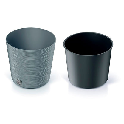 Macetero Color Cemento, Con Depósito, Colección Furu, De 30 X 30 X 29,4 Cm, Capacidad De 15 L.
