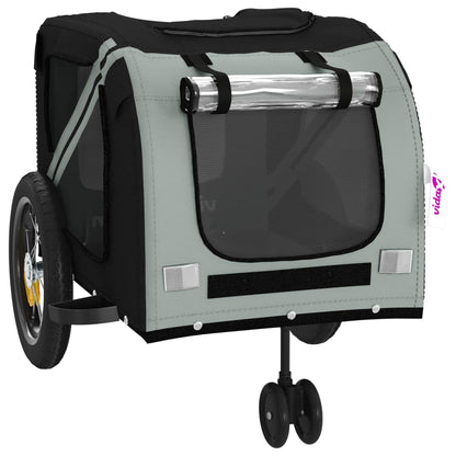 Remolque De Bicicleta Mascotas Hierro Tela Oxford Gris Negro_4